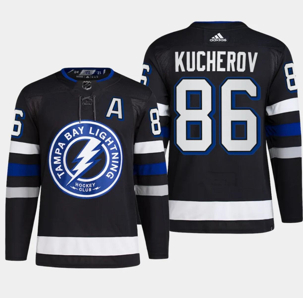 Men's Tampa Bay Lightning #86 Nikita Kucherov Black Alternate Premier Breakaway Stitched Jersey Men's Tampa Bay Lightning #86 Nikita Kucherov Black Alternate Premier Breakaway Stitched Jersey