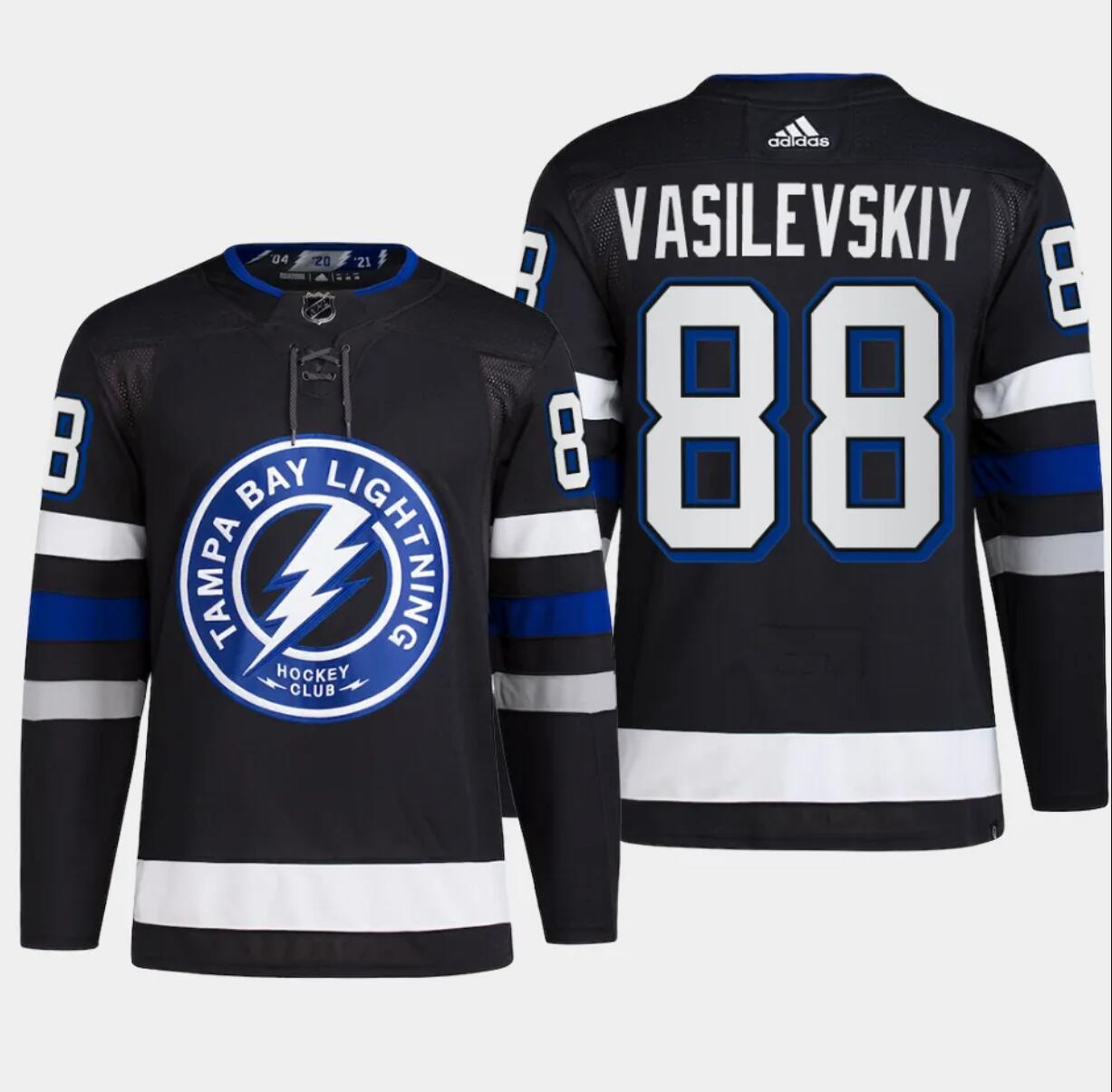 Men's Tampa Bay Lightning #88 Andrei Vasilevskiy Black Alternate Premier Breakaway Stitched Jersey Men's Tampa Bay Lightning #88 Andrei Vasilevskiy Black Alternate Premier Breakaway Stitched Jersey