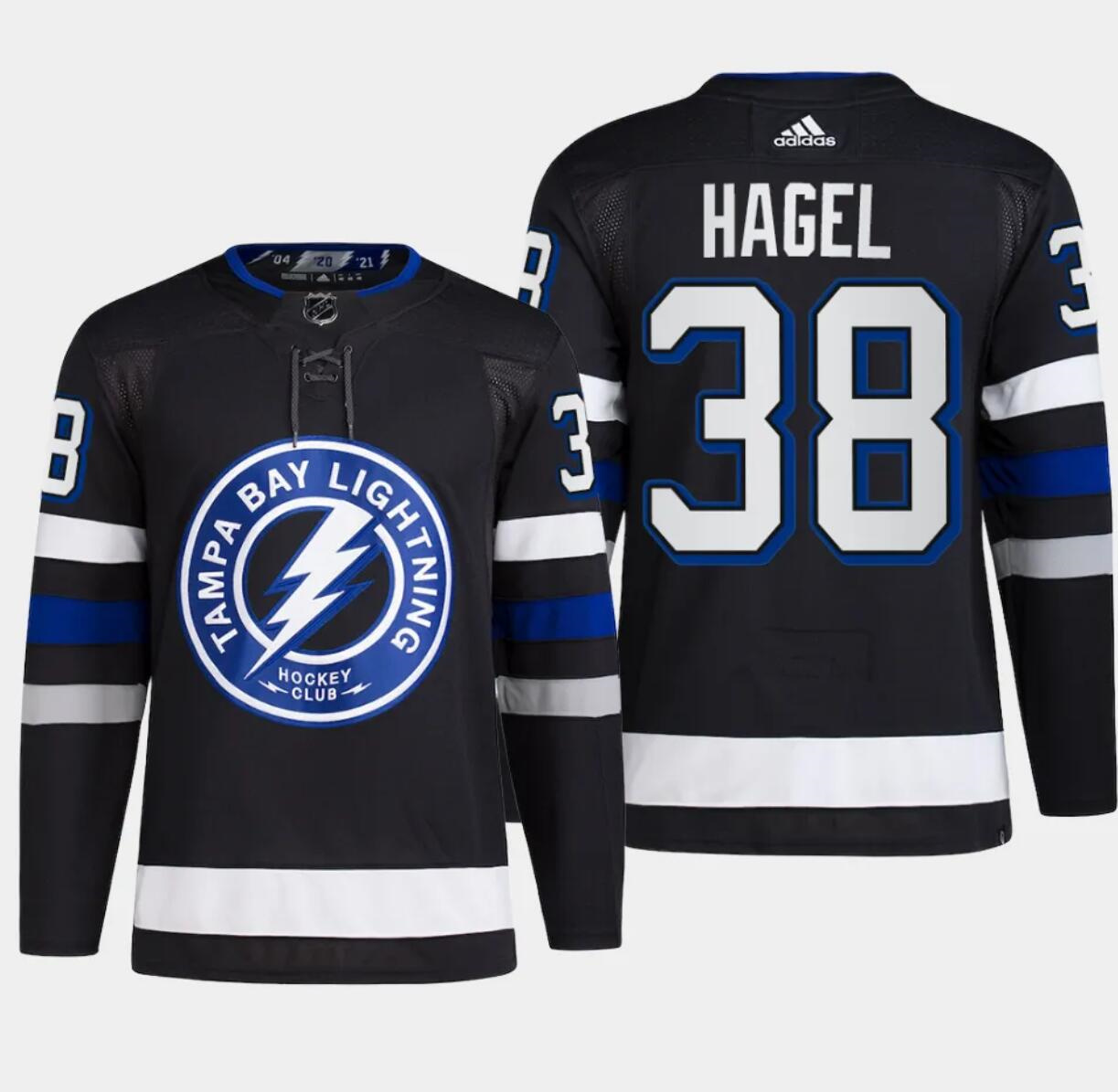 Men's Tampa Bay Lightning #38 Brandon Hagel Black Alternate Premier Breakaway Stitched Jersey Men's Tampa Bay Lightning #38 Brandon Hagel Black Alternate Premier Breakaway Stitched Jersey