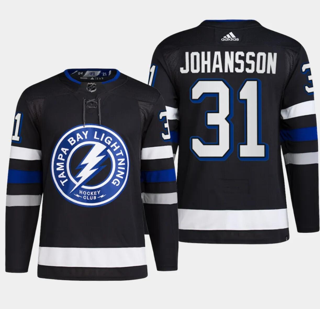 Men's Tampa Bay Lightning #31 Jonas Johansson Black Alternate Premier Breakaway Stitched Jersey Men's Tampa Bay Lightning #31 Jonas Johansson Black Alternate Premier Breakaway Stitched Jersey