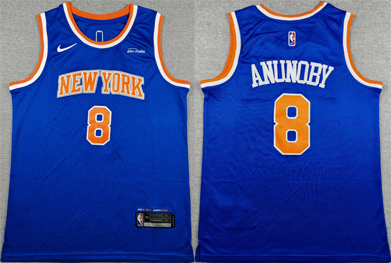 Men's New Yok Knicks #8 OG Anunoby Blue Icon Edition Edition Stitched Basketball Jersey Men's New Yok Knicks #8 OG Anunoby Blue Icon Edition Edition Stitched Basketball Jersey