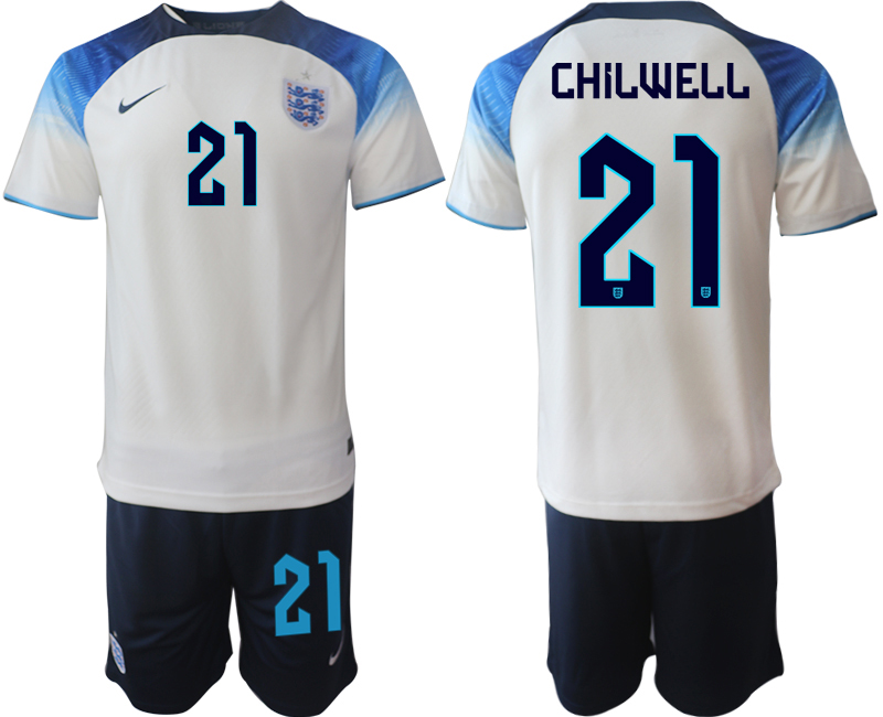 Men's England #21 Chilwell White Home Soccer Jersey Suit Men's England #21 Chilwell White Home Soccer Jersey Suit
