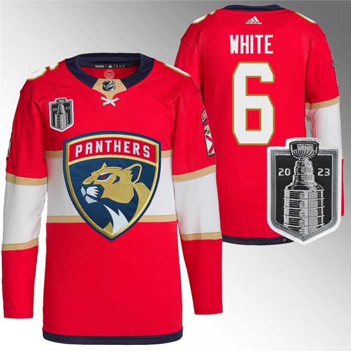 Men's Florida Panthers #6 Colin White Red 2023 Stanley Cup Final Stitched Jersey Men's Florida Panthers #6 Colin White Red 2023 Stanley Cup Final Stitched Jersey