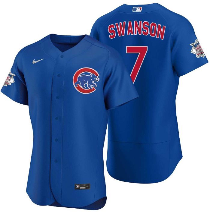 Men's Chicago Cubs #7 Dansby Swanson Royal Flex Base Stitched Baseball Jersey Men's Chicago Cubs #7 Dansby Swanson Royal Flex Base Stitched Baseball Jersey
