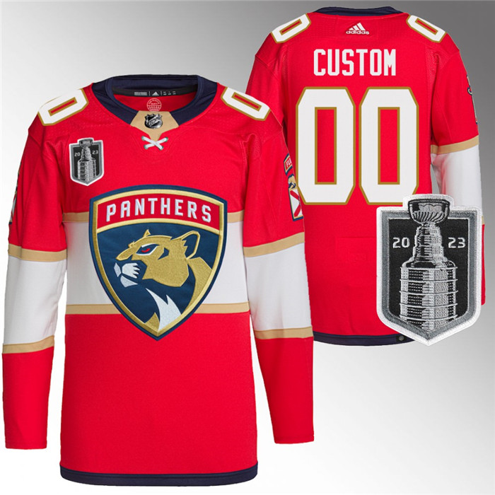 Men's Florida Panthers Custom Red 2023 Stanley Cup Final Stitched Jersey Men's Florida Panthers Custom Red 2023 Stanley Cup Final Stitched Jersey