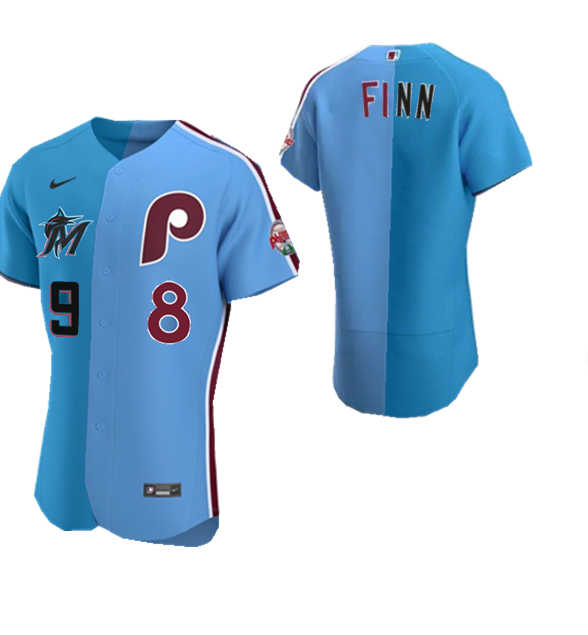 Men's Customized Phillies/Mariners Split Stitched Baseball Jersey Men's Customized Phillies/Mariners Split Stitched Baseball Jersey