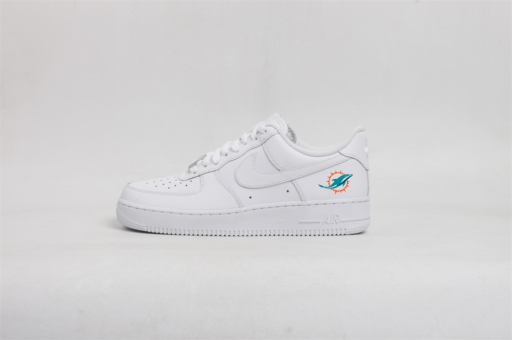 Men's Miami Dolphins Air Force 1 Low White Shoes 001 Men's Miami Dolphins Air Force 1 Low White Shoes 001