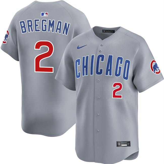 Men's Chicago Cubs #2 Alex Bregman Grey 2026 Limited Stitched Baseball Jersey Men's Chicago Cubs #2 Alex Bregman Grey 2026 Limited Stitched Baseball Jersey
