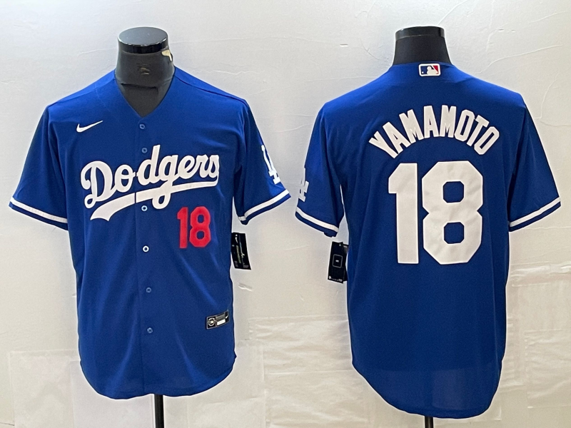 Men's Los Angeles Dodgers #18 Yoshinobu Yamamoto Blue 2023 Cool Base Stitched Baseball Jersey Men's Los Angeles Dodgers #18 Yoshinobu Yamamoto Blue 2023 Cool Base Stitched Baseball Jersey