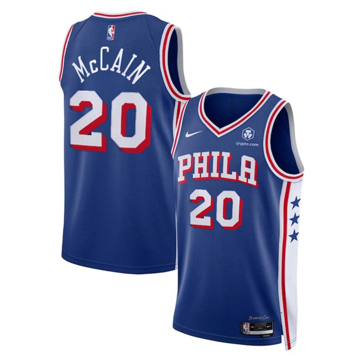 Men's Philadelphia 76ers #20 Jared McCain Royal 2024 Draft Icon Edition Stitched Jersey Men's Philadelphia 76ers #20 Jared McCain Royal 2024 Draft Icon Edition Stitched Jersey