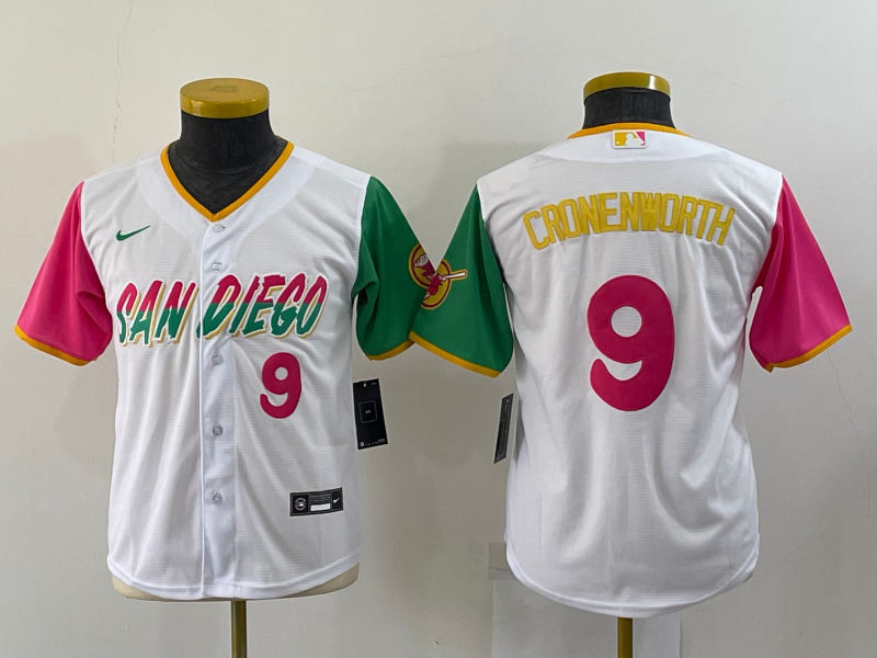 Youth San Diego Padres #9 Jake Cronenworth 2022 White City Connect Stitched Baseball Jersey Youth San Diego Padres #9 Jake Cronenworth 2022 White City Connect Stitched Baseball Jersey