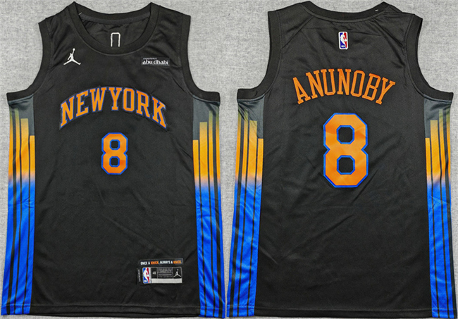 Men's New Yok Knicks #8 OG Anunoby Statement Edition Stitched Jersey Men's New Yok Knicks #8 OG Anunoby Statement Edition Stitched Jersey
