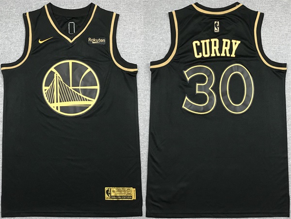 Men's Golden State Warriors #30 Stephen Curry Black Gold Stitched Jersey Men's Golden State Warriors #30 Stephen Curry Black Gold Stitched Jersey