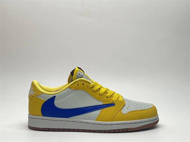 Men's Running Weapon Air Jordan 1 Low Yellow/White/Blue Shoes 0592