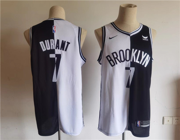 Men's Brooklyn Nets #7 Kevin Durant Black/White Split Stitched Basketball Jersey Men's Brooklyn Nets #7 Kevin Durant Black/White Split Stitched Basketball Jersey