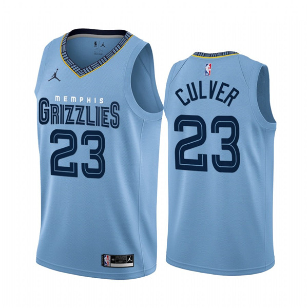 Men's Memphis Grizzlies #23 Jarrett Culver 2022/23 Light Blue Statement Edition Stitched Jersey Men's Memphis Grizzlies #23 Jarrett Culver 2022/23 Light Blue Statement Edition Stitched Jersey