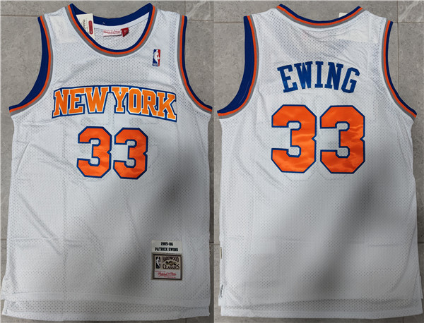Men's New Yok Knicks #33 Patrick Ewing White Throwback Stitched Jersey Men's New Yok Knicks #33 Patrick Ewing White Throwback Stitched Jersey