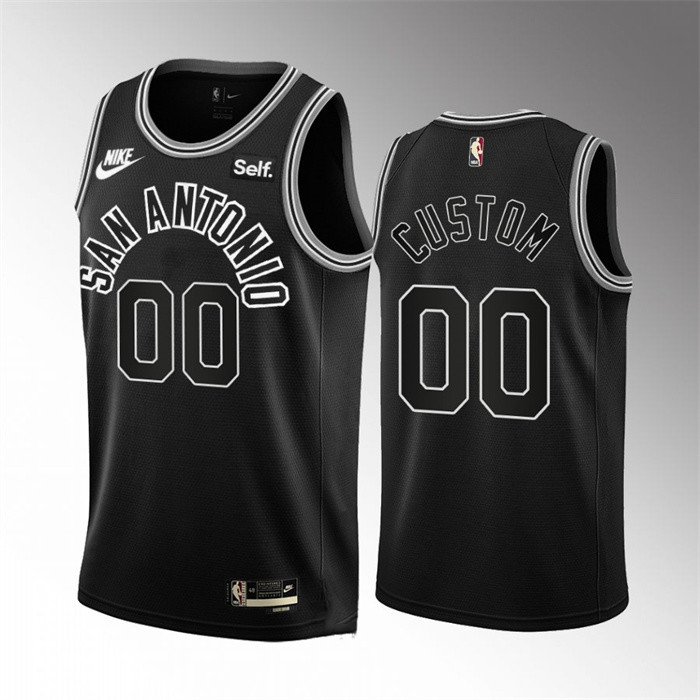 Men's San Antonio Spurs Active Player Custom Black 2022/23 Classic Edition Stitched NBA Jersey Men's San Antonio Spurs Active Player Custom Black 2022/23 Classic Edition Stitched NBA Jersey