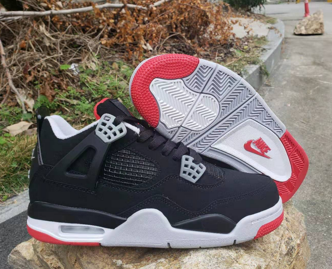 Women's Running weapon Air Jordan 4 “Bred Black Red” Shoes 044 Women's Running weapon Air Jordan 4 “Bred Black Red” Shoes 044