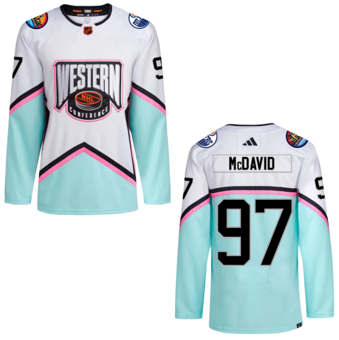 Men's Edmonton Oilers #97 Connor McDavid 2023 White All-Star Game Stitched Jersey Men's Edmonton Oilers #97 Connor McDavid 2023 White All-Star Game Stitched Jersey