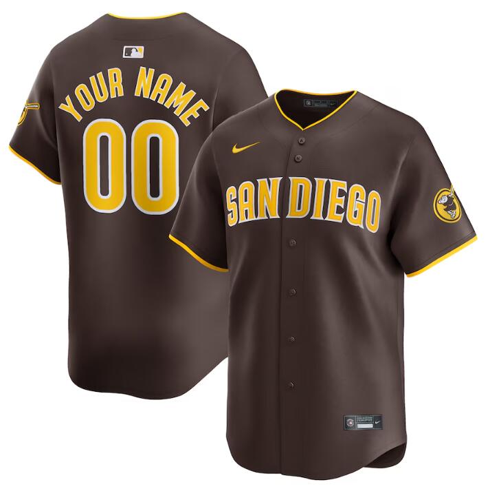 Men's San Diego Padres Customized Brown 2024 Away Limited Stitched Baseball Jersey Men's San Diego Padres Customized Brown 2024 Away Limited Stitched Baseball Jersey