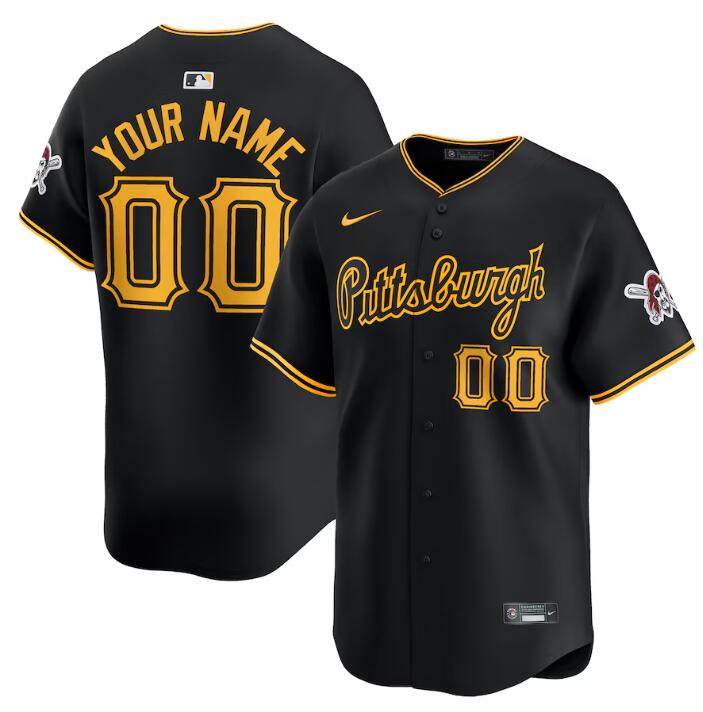 Men's Pittsburgh Pirates Customized Black Alternate Limited Stitched Baseball Jersey Men's Pittsburgh Pirates Customized Black Alternate Limited Stitched Baseball Jersey