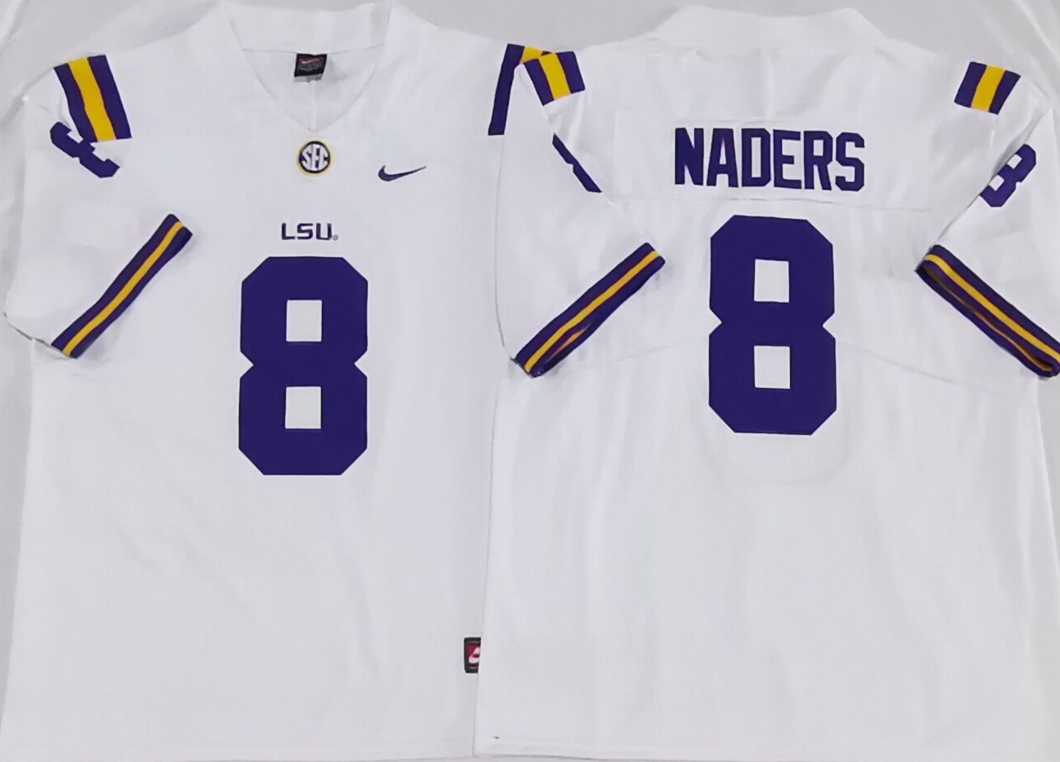 Men's LSU Tigers #8 Malik Nabers White Stitched Jersey Men's LSU Tigers #8 Malik Nabers White Stitched Jersey