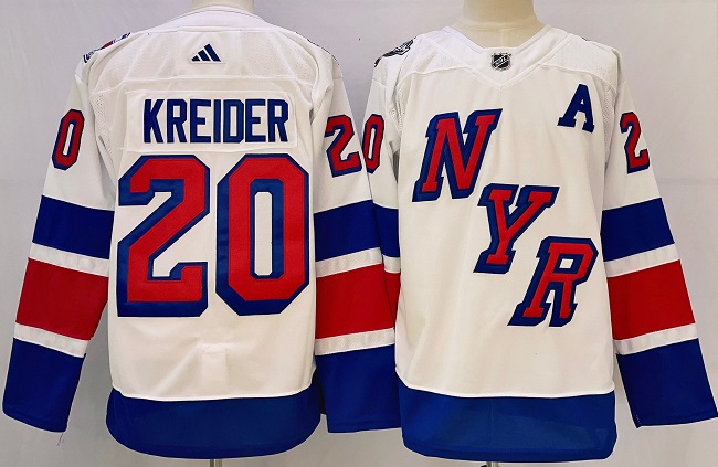 Men's New York Rangers #20 Chris Kreider White 2023-2024 Stadium Series Stitched Jersey Men's New York Rangers #20 Chris Kreider White 2023-2024 Stadium Series Stitched Jersey