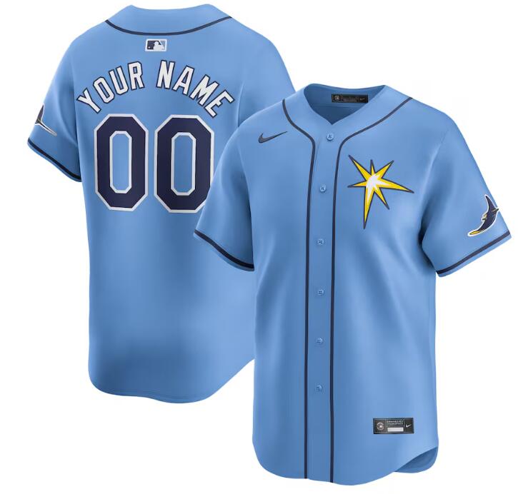 Men's Tampa Bay Rays Customized Light Blue Alternate Stitched Baseball Jersey Men's Tampa Bay Rays Customized Light Blue Alternate Stitched Baseball Jersey