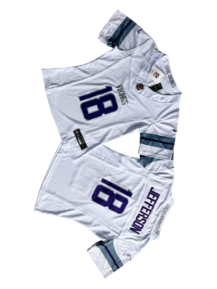 Women's Minnesota Vikings #18 Justin Jefferson White 2024 F.U.S.E Winter Warrior Limited Stitched Jersey(Run Small) Women's Minnesota Vikings #18 Justin Jefferson White 2024 F.U.S.E Winter Warrior Limited Stitched Jersey(Run Small)