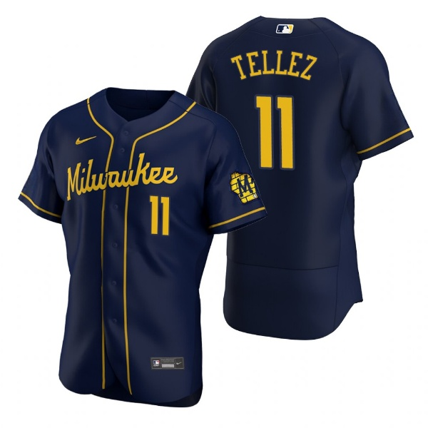 Men's Milwaukee Brewers Active Player Custom Navy Flex Base Stitched MLB Jersey