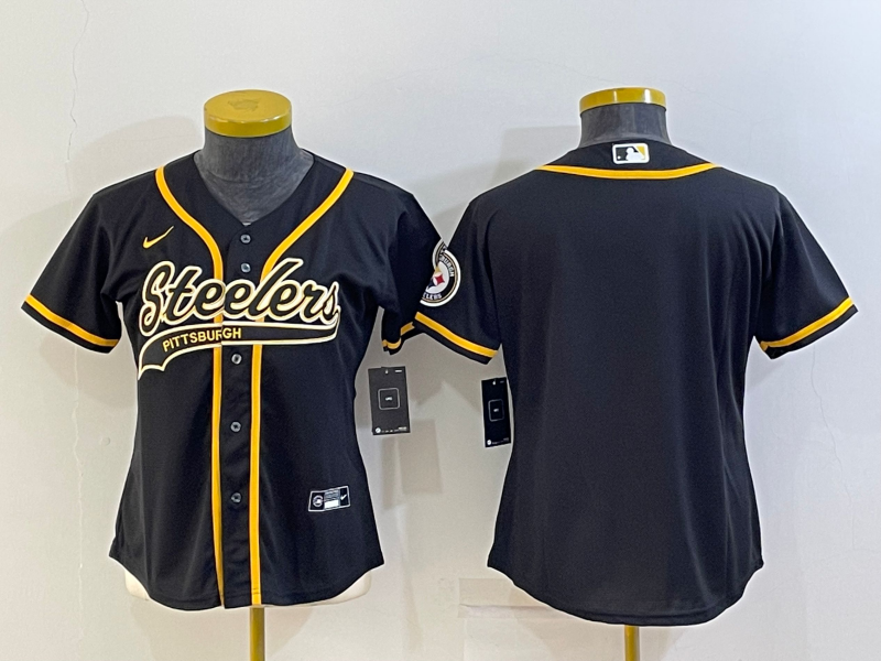 Youth Pittsburgh Steelers Blank Black With Patch Cool Base Stitched Baseball Jersey Youth Pittsburgh Steelers Blank Black With Patch Cool Base Stitched Baseball Jersey