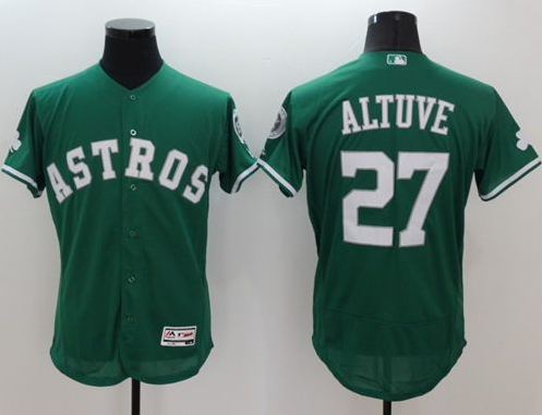 Men's Houston Astros Customized Green Celtic Flex Base Stitched Baseball Jersey Men's Houston Astros Customized Green Celtic Flex Base Stitched Baseball Jersey