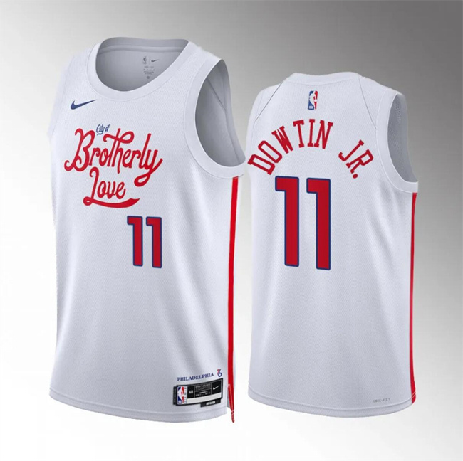 Men's Philadelphia 76ers #11 Jeff Dowtin Jr Stitched White City Edition Jersey