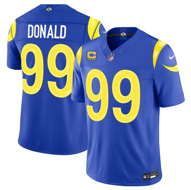 Women's Los Angeles Rams #99 Aaron Donald Royal 2026 F.U.S.E. With 4- Star C Patch Vapor Limited Stitched Football Jersey(Run Small)