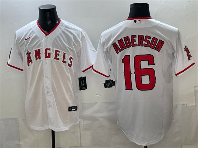 Men's Los Angeles Angels #16 Garret Anderson White Stitched Baseball Jersey