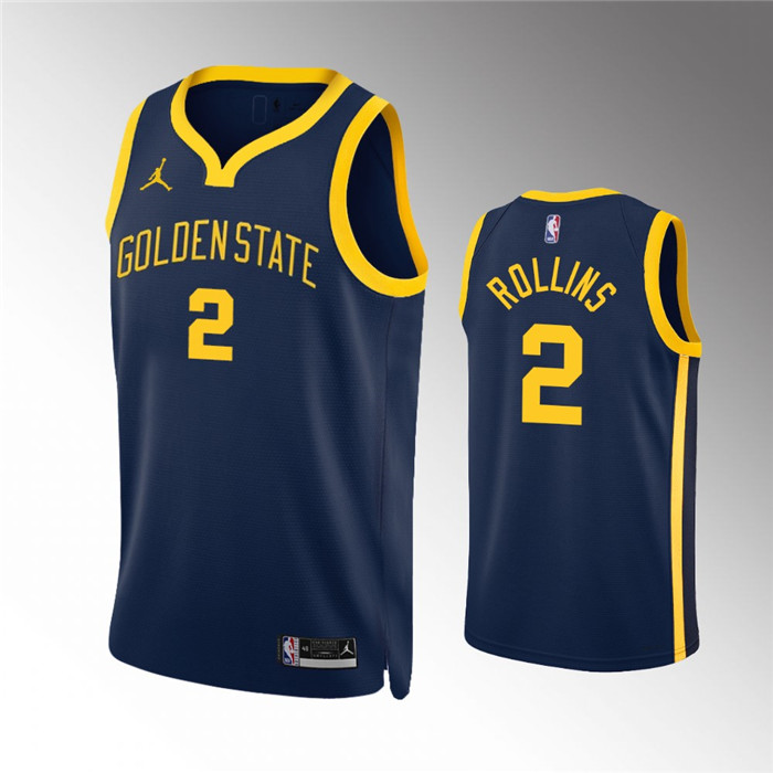 Men's Golden State Warriors #2 Ryan Rollins Navy Statement Edition Stitched Jersey Men's Golden State Warriors #2 Ryan Rollins Navy Statement Edition Stitched Jersey