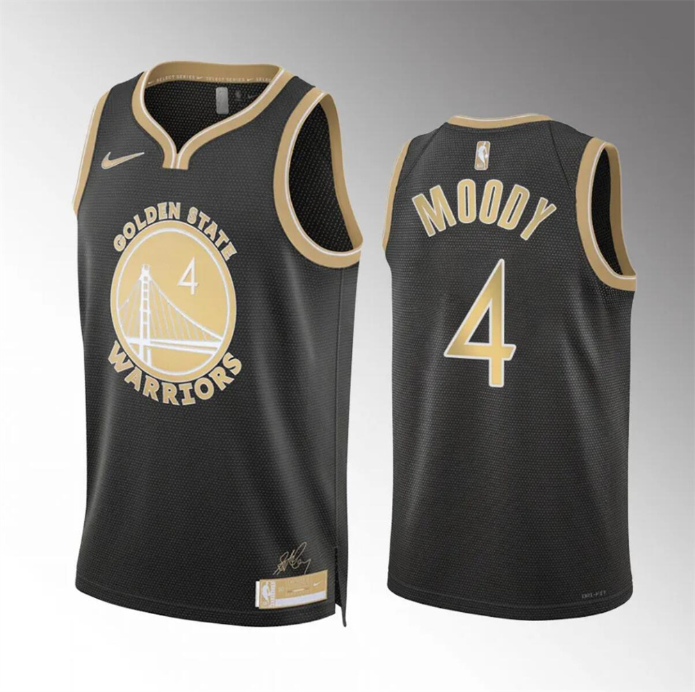 Men's Golden State Warriors #4 Moses Moody Black 2024 Select Series Stitched Basketball Jersey Men's Golden State Warriors #4 Moses Moody Black 2024 Select Series Stitched Basketball Jersey