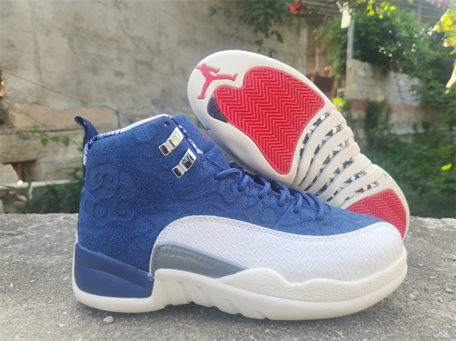 Men's Running weapon Air Jordan 12 Navy/White Shoes 096