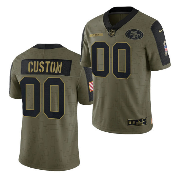 Youth San Francisco 49ers ACTIVE PLAYER Custom Olive Salute To Service Limited Stitched Jersey Youth San Francisco 49ers ACTIVE PLAYER Custom Olive Salute To Service Limited Stitched Jersey