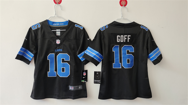 Women's Detroit Lions #16 Jared Goff Black Vapor Stitched Jersey(Run Smaller) Women's Detroit Lions #16 Jared Goff Black Vapor Stitched Jersey(Run Smaller)