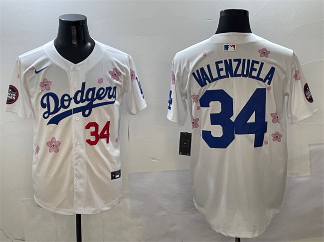 Men's Los Angeles Dodgers #34 Fernando Valenzuela White 2025 Tokyo Series Limited Stitched Baseball Jersey Men's Los Angeles Dodgers #34 Fernando Valenzuela White 2025 Tokyo Series Limited Stitched Baseball Jersey