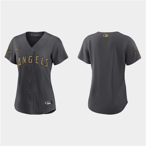Women's Los Angeles Angels Blank 2022 All-Star Charcoal Stitched Baseball Jersey(Run Small) Women's Los Angeles Angels Blank 2022 All-Star Charcoal Stitched Baseball Jersey(Run Small)