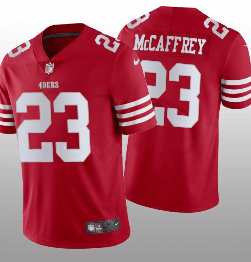 Youth NFL San Francisco 49ers #23 Christian McCaffrey Red Vapor Untouchable Limited Stitched Jersey Youth NFL San Francisco 49ers #23 Christian McCaffrey Red Vapor Untouchable Limited Stitched Jersey